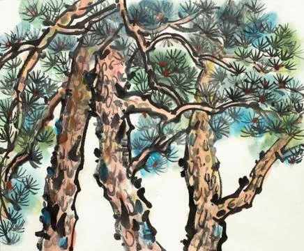 Branchy pine trees Stock Illustration