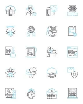Brand activation linear icons set. Engagement, Immersion, Buzz, Excitement Stock Illustration