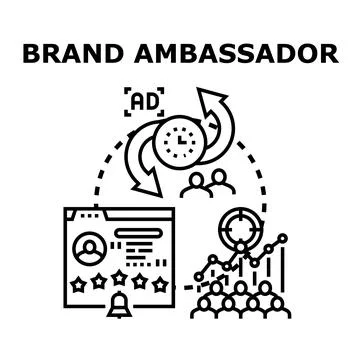 Brand ambassador program promoting product social media ratings Illustrazione stock