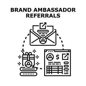 Brand ambassador referrals program digital marketing concept Stock Illustration