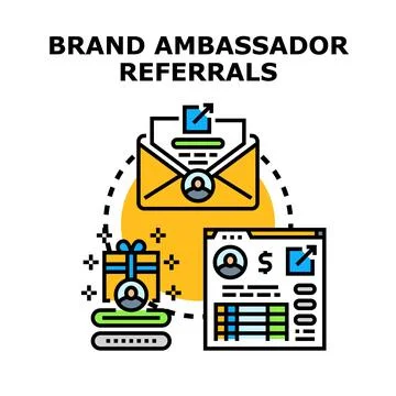 Brand ambassador referrals program digital marketing concept Stock Illustration