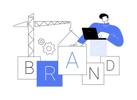Brand building abstract concept vector illustration. Ilustración de archivo