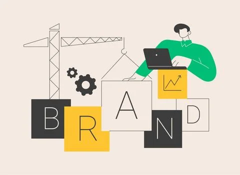 Brand building abstract concept vector illustration. Ilustración de archivo
