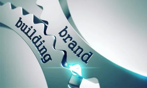 Brand Building on the Cogwheels. Ilustración de archivo