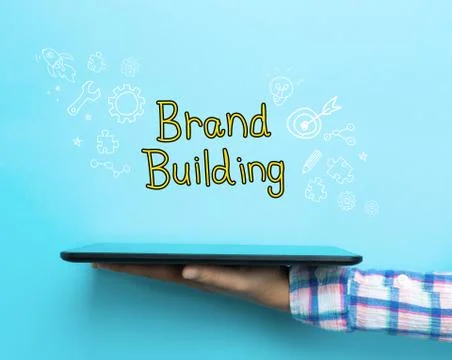 Brand Building concept with a tablet Ilustración de archivo