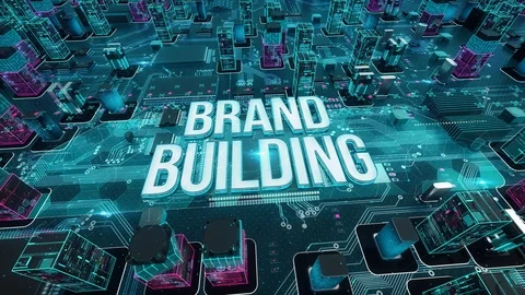 Brand Building with digital technology concept Stock Footage 103060397