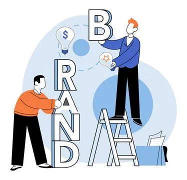 Brand building vector illustration. Development, growth, propels brand-buildi Ilustración de archivo