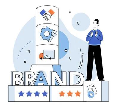 Brand building vector illustration. Mark, signature, leaves indelible impress Ilustración de archivo