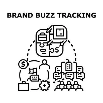 Brand buzz tracking concept developing digital marketing strategy Stock Illustration