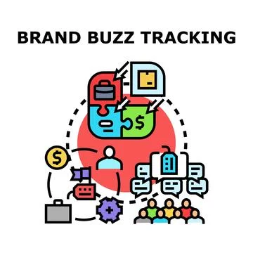 Brand buzz tracking concept developing digital marketing strategy Stock Illustration