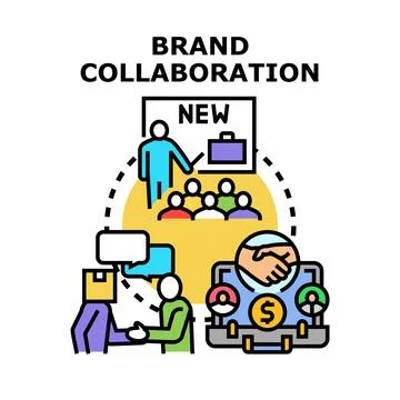 Brand collaboration concept engaging partners in business Stock Illustration