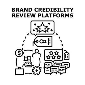 Brand credibility review platforms concept vector icon Stock Illustration