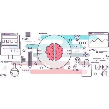 Brand design brainstorm process vector flat icon Illustrazione stock
