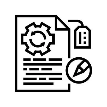 Brand development copywriting line icon vector illustration Illustrazione stock