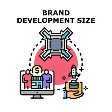 Brand development size expanding startup business concepts Stock Illustration