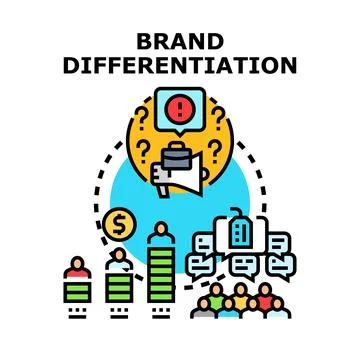 Brand differentiation creating unique business value and identity Stock Illustration