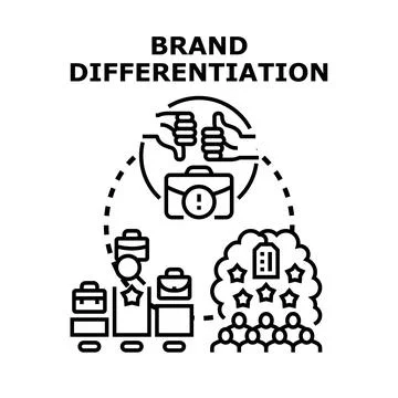Brand differentiation creating unique market advantage for business Stock Illustration