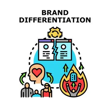 Brand differentiation strategy creating unique market value Stock Illustration