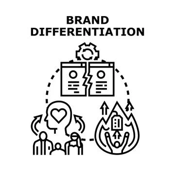 Brand differentiation strategy creating unique market value Stock Illustration