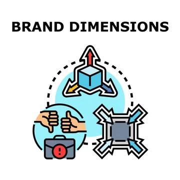 Brand dimensions concept evaluating business reputation strategy Stock Illustration