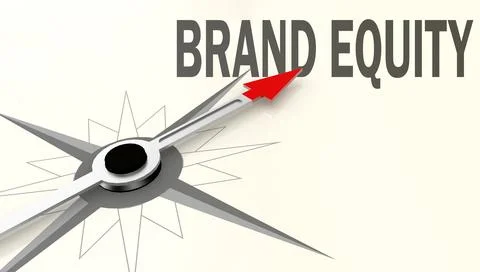 Brand equity word on compass with red arrow Stock Illustration