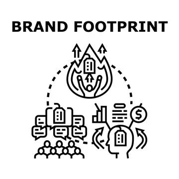 Brand footprint concept vector black illustration Stock Illustration