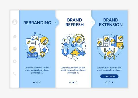 Brand identity change onboarding vector template Illustrazione stock