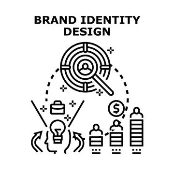 Brand identity design developing client marketing strategy Stock Illustration