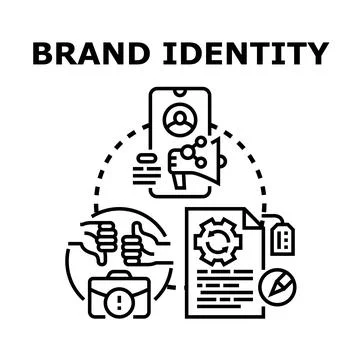 Brand identity developing concept with marketing strategy Stock Illustration