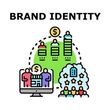 Brand identity developing customer loyalty and recognition Stock Illustration