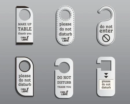 Brand identity elements- Door knob or hanger sign set- do not disturb design Stock Illustration