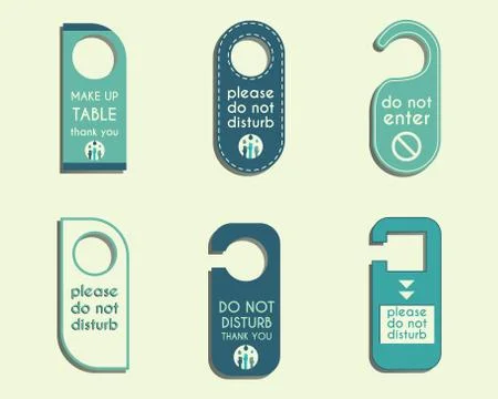 Brand identity elements- Door knob or hanger sign set- do not disturb design Stock Illustration