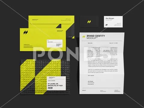 Brand Identity Mockup with Envelope and Bubble Mailer PSD Template