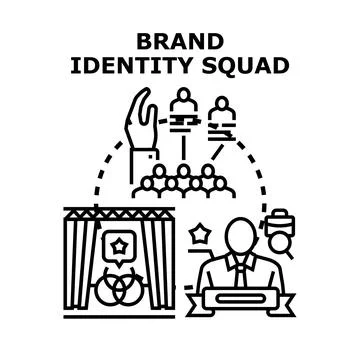 Brand identity squad developing creative marketing strategy Stock Illustration