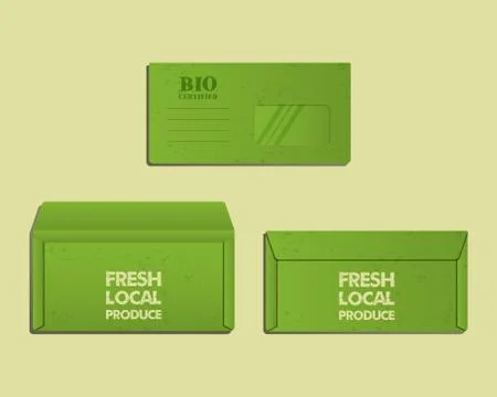 Brand identity template. Envelope. Front, back sides and open. With organic Illustrazione stock