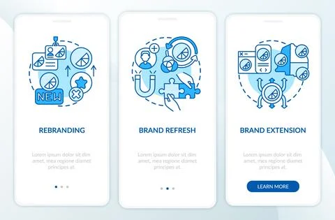 Brand implementation onboarding mobile app page screen with concepts Illustrazione stock