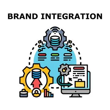 Brand integration concept with business data management system Stock Illustration