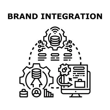 Brand integration concept with business data management system Stock Illustration