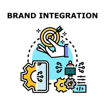 Brand integration strategy developing digital marketing campaign Illustrazione stock