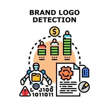 Brand logo detection analyzing data with artificial intelligence 库存插图