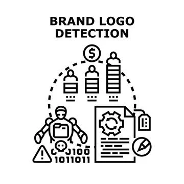 Brand logo detection analyzing data with artificial intelligence Stock Illustration