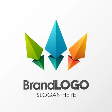 Brand Logo Template, 3D Shape Low Poly, Suitable For Business Company Visua.. Stock Illustration