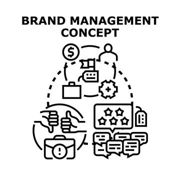 Brand management concept developing strategy and reputation scoring Stock Illustration