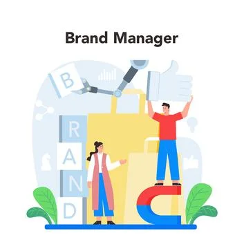 Brand manager concept. Business specialist create unique design Stock Illustration