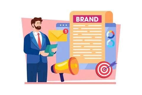Brand manager developing brand identity and messaging. Stock Illustration