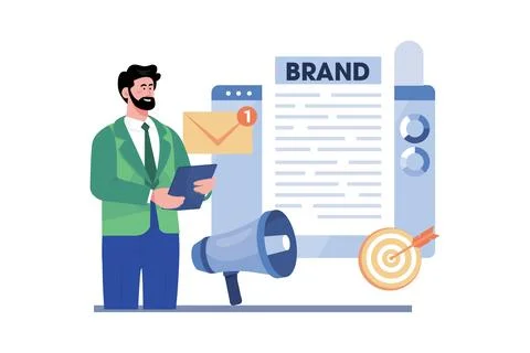 Brand manager developing brand identity and messaging. Stock Illustration