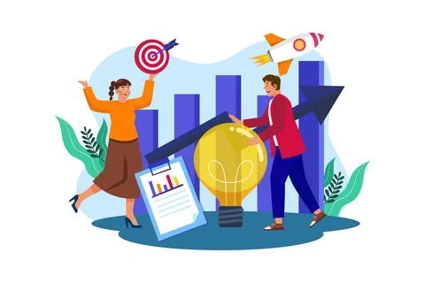 Brand managers work to maintain and strengthen a company's brand through ad.. Stock Illustration
