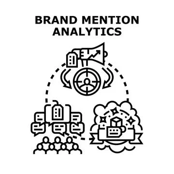 Brand mention analytics concept tracking online customer feedback Stock Illustration