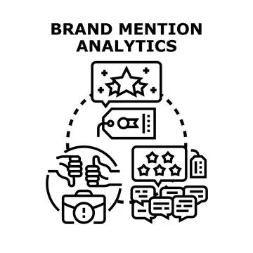 Brand mention analytics system for reputation monitoring Stock Illustration
