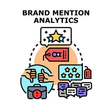 Brand mention analytics system for reputation monitoring Stock Illustration